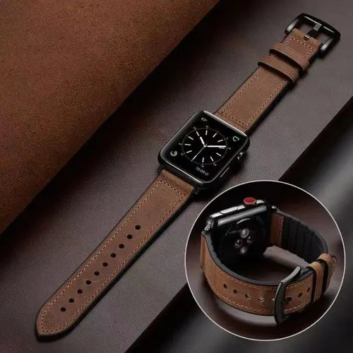 Apple Watch Band Silicone Leather Strap Brown