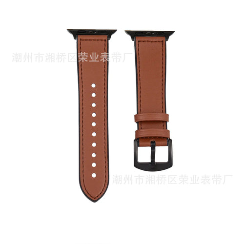 Apple Watch Band Silicone Leather Strap Brown